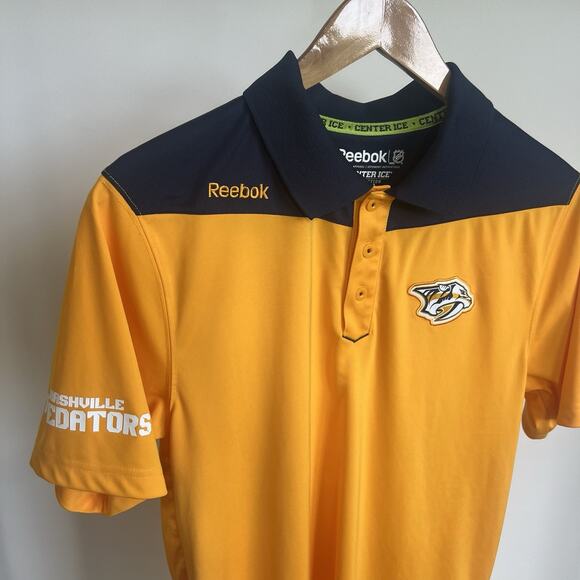 Reebok Nashville Predators Performance Polo Shirt Center Ice Mens Small Hockey - Picture 2 of 8